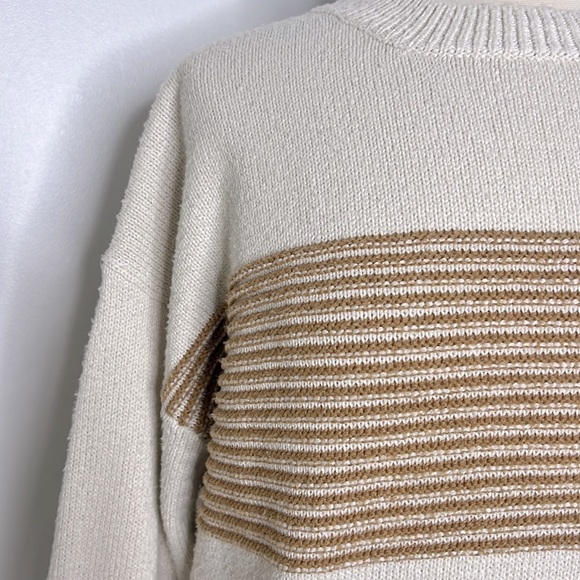 ee:some women’s Favorite Record Mustard Striped knit Sweater, size medium - Picture 5 of 11